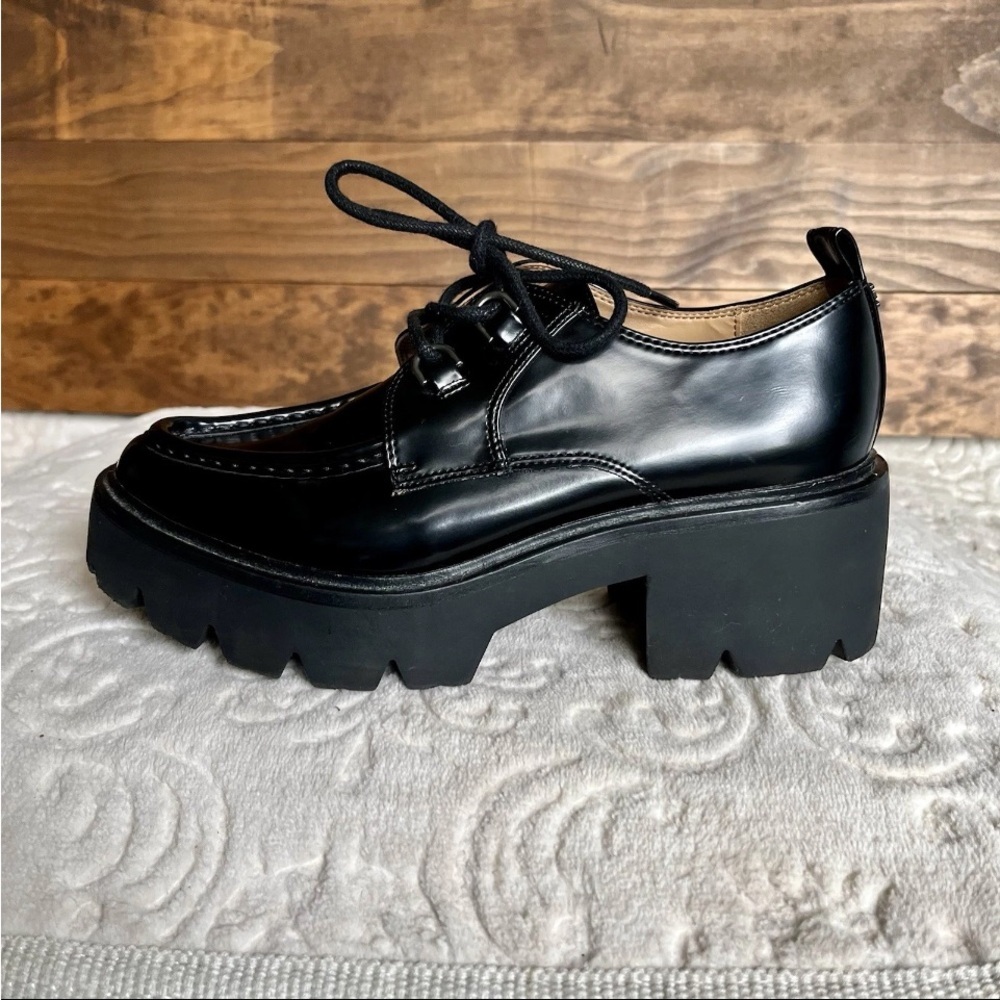 Sam Edelman Monna Sz 8 Black Lug Sole Loafers Y2K Platform Emo EUC H8502S1001 - Picture 6 of 13